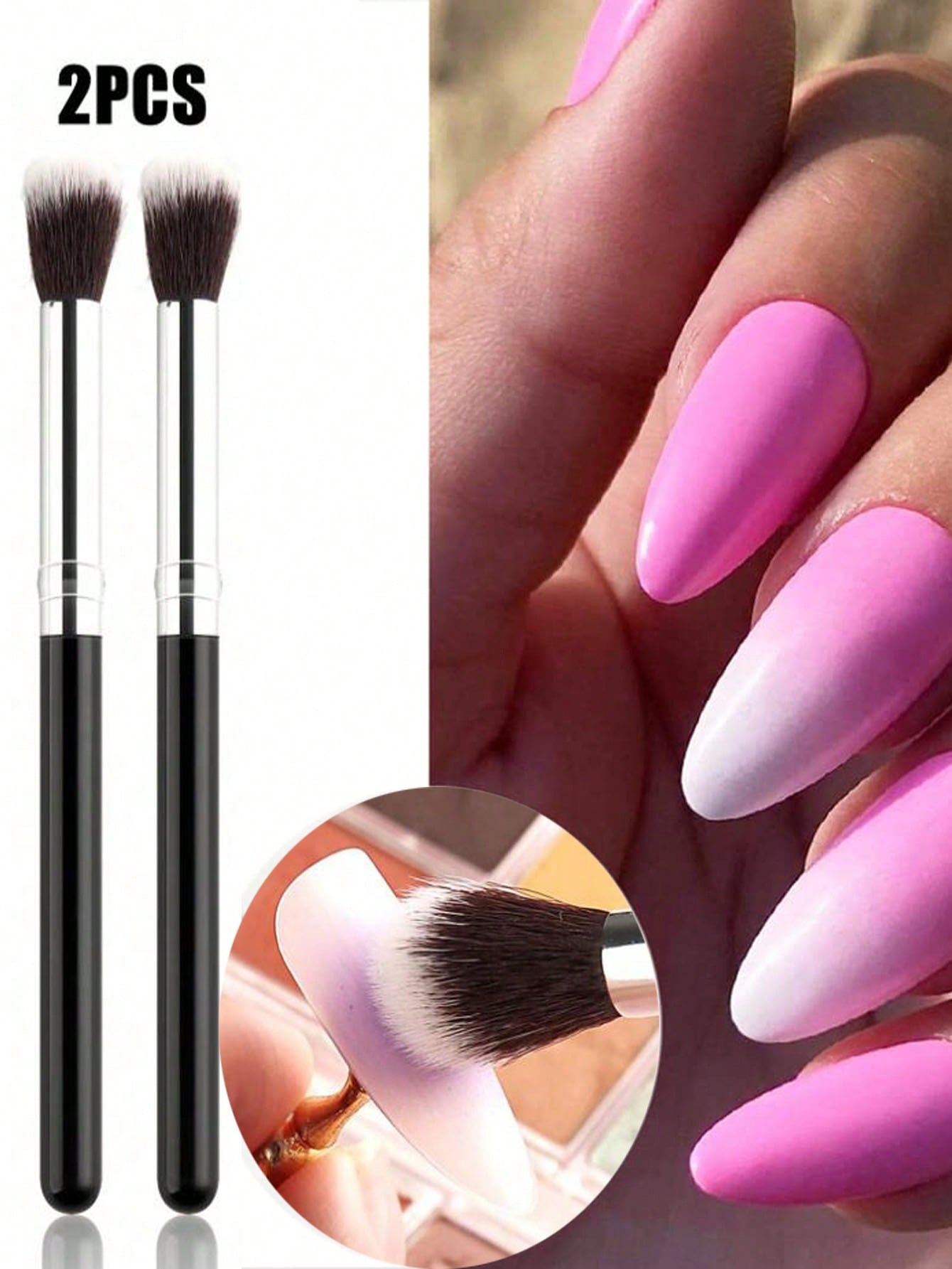 Group Head Brush - 2 ชิ้น Ombre ชุดแปรงเล็บ Eye Shadow