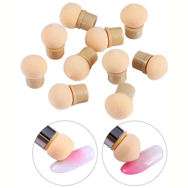 Group Head Brush - รอบ Sharp หัวฟองน้ําหัวเปลี่ยนเล็บเจลสีแปรง Glitter Powder Dotting